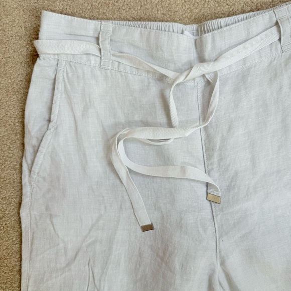 H by Halston Cream Wide Leg Linen Pants Womens Small - Picture 2 of 6